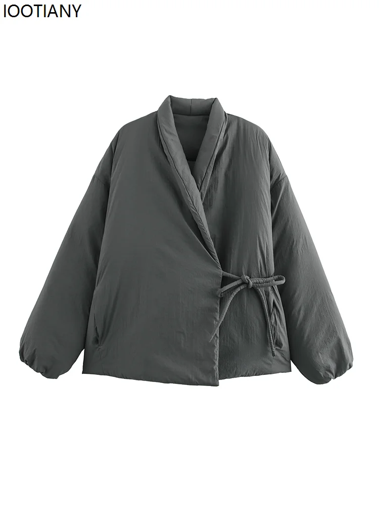 

2025 New Autumn/winter Ladies' Wear Solid-colour Side-tie Cotton Vintage-style Ladies' Casual Lapel Jacket Kimono-style Jacket