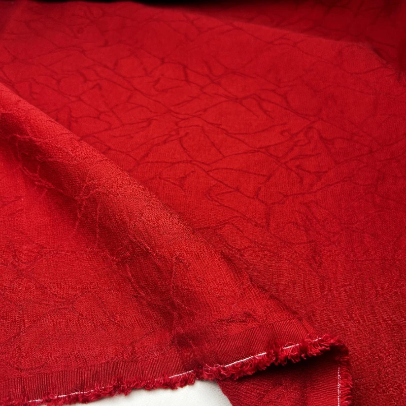 Yarn Woven Jacquard Fabric  for Diy Sewing Red Dress Jacket Clothing Fabrics Cotton Linen Material Cloth By Meter