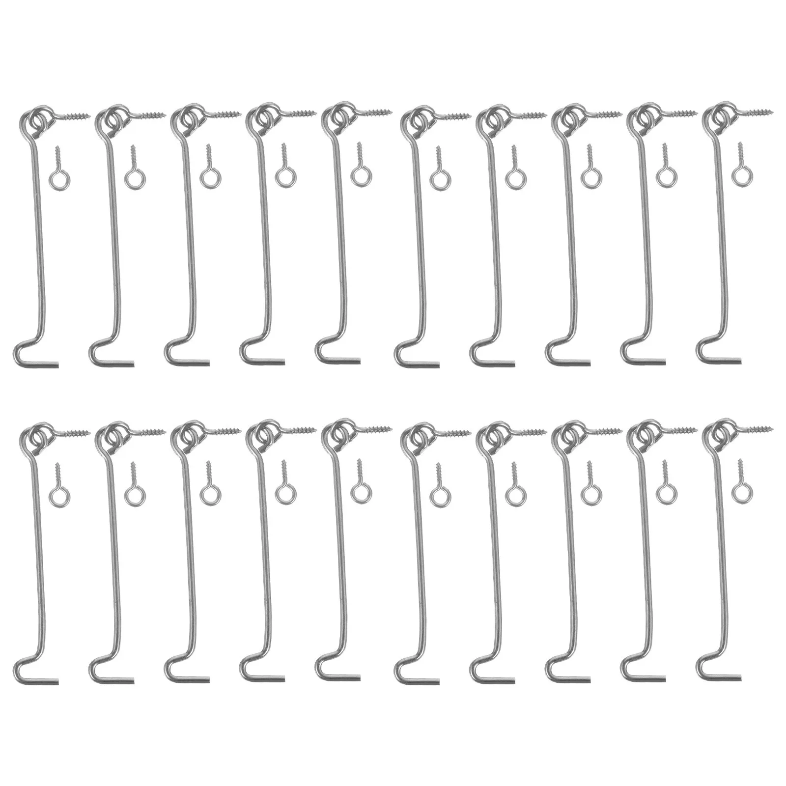 20 مجموعة من الفولاذ المقاوم للصدأ لباب النافذة، مزلاج خطاف المقصورة المتين مع قضيب دعم، مزلاج بوابة مقاوم للرياح للداخل