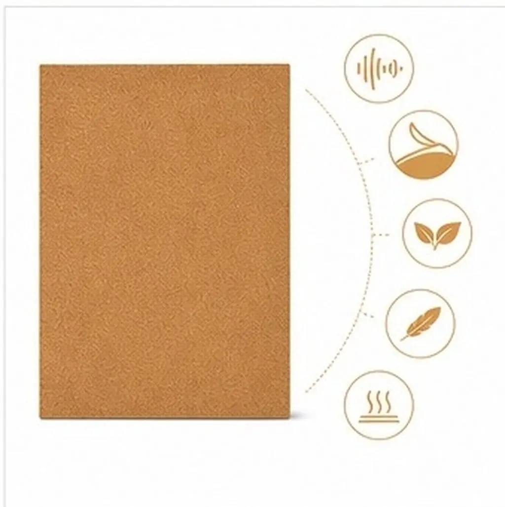 5Pcs Natural Cork Board Tiles Easy Install Wall Mount Sound Absorbing Bulletin Board Decor Office School Table Protector Coaster