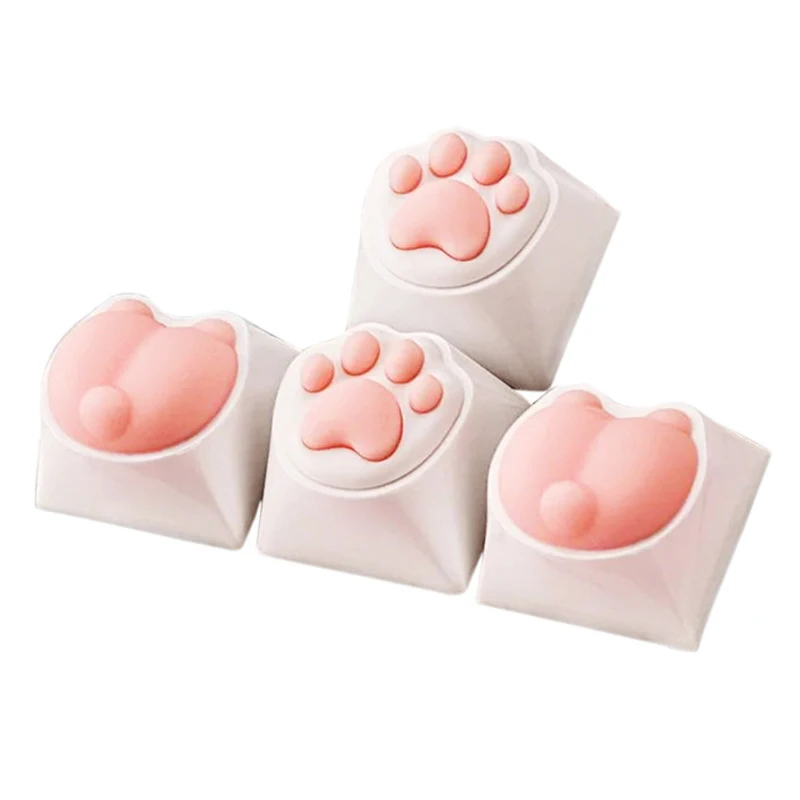 Bonitas teclas con forma de Pata de Gato para teclado mecánico, interruptor Cherry MX, tapa de tecla personalizada DIY, tecla de silicona suave artesanal
