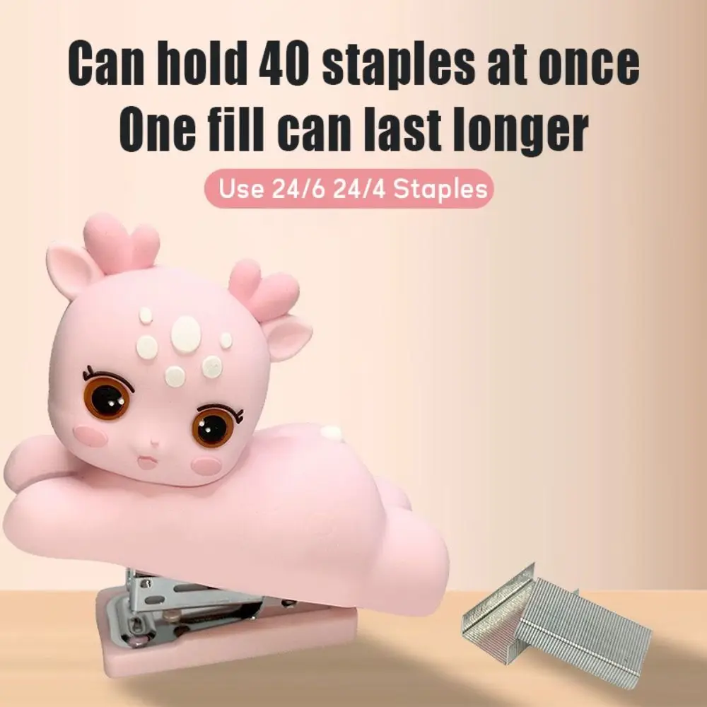 Mini Stapler Use 24/6 24/4 Staples Heavy Duty Manual Binding Tool Sika Deer/Rabbit Astronaut Multi-function Bookbinding Machine
