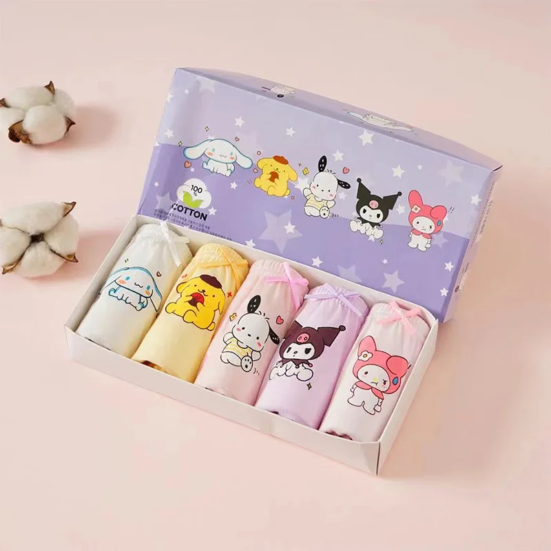 5/10 Stück Baumwolle Mädchen Dreieck Höschen Niedliche Charaktere Kuromi Melody Cinnamoroll Cartoon Kinder Unterwäsche Weiche Mädchen Slips