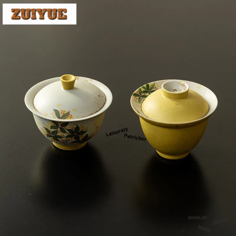 

Ручная роспись Османтус Гайвань Древняя чайная варенья Бытовая чайная миска с крышкой Набор для приготовления чая Крышка Чаша Предметы для чая Товары для рукоделия