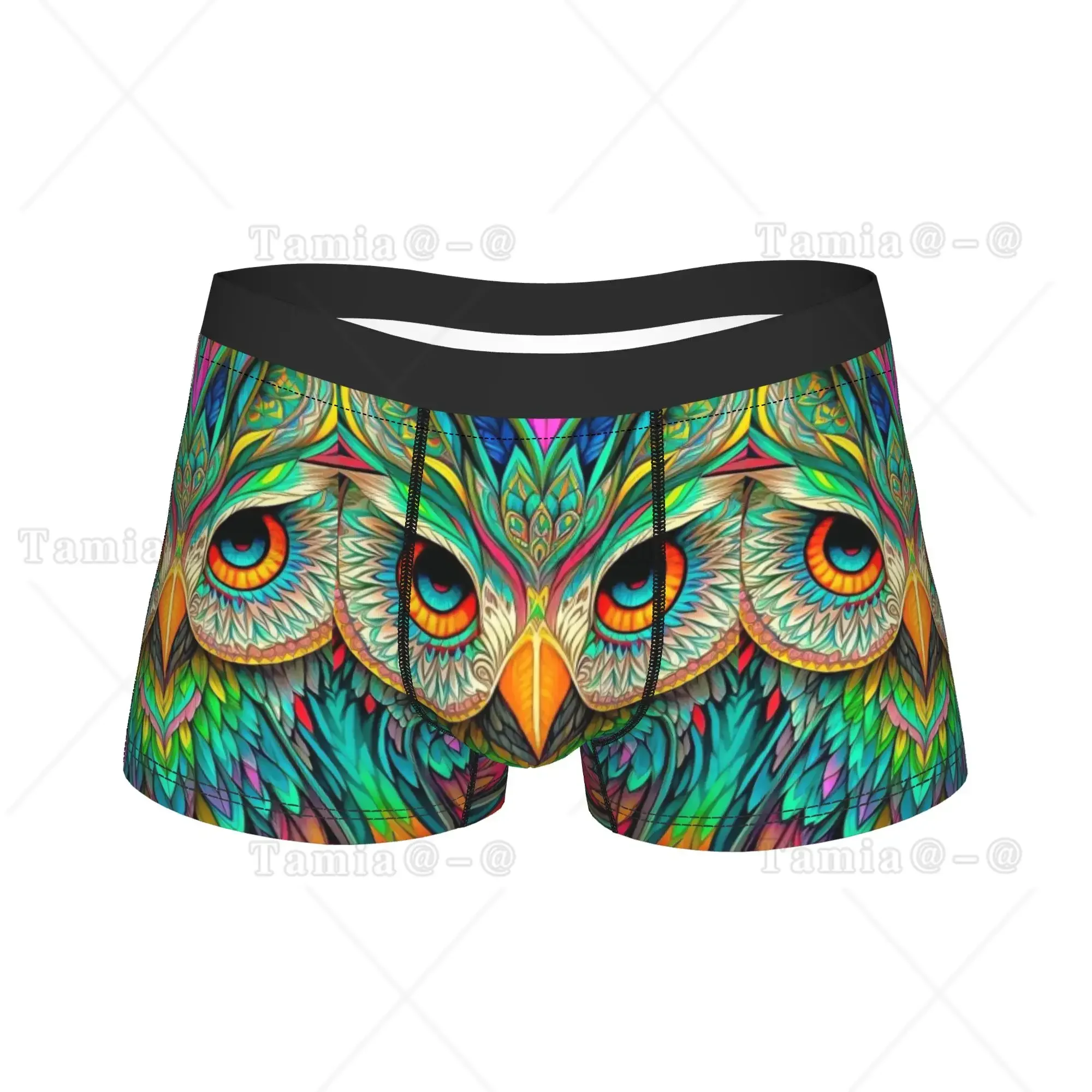 Colorful Owl Print Underwear  Man Shorts Briefs Breathable Boxershorts Hot Sale Custom DIY Plus Size Panties