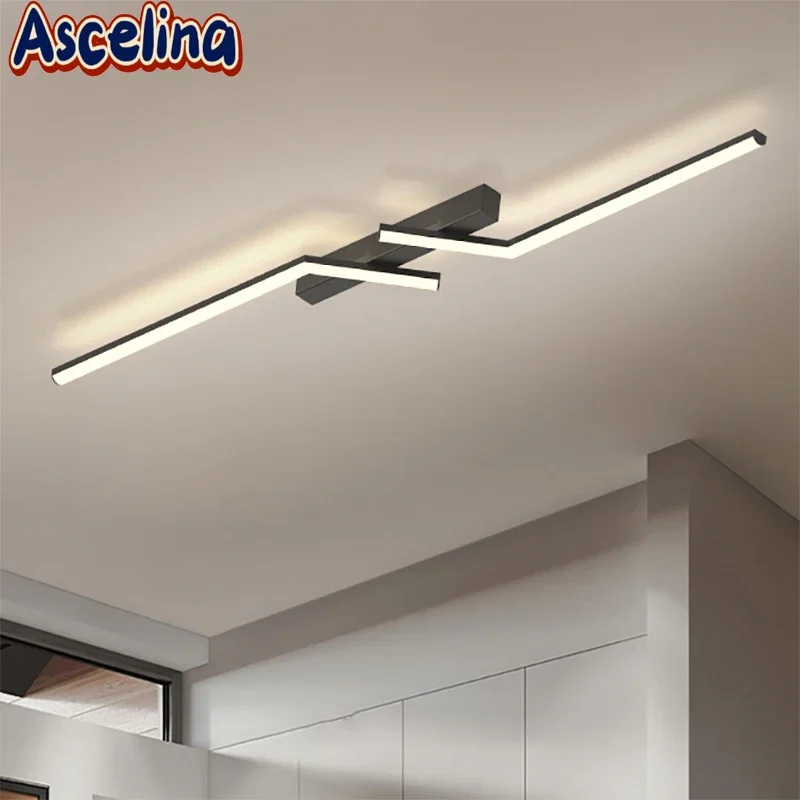 

Modern LED Ceiling Light Minimalist Lines Black Aluminium Lamps For Living Room Bedroom Study Coffee Shop Illumination Fixtures