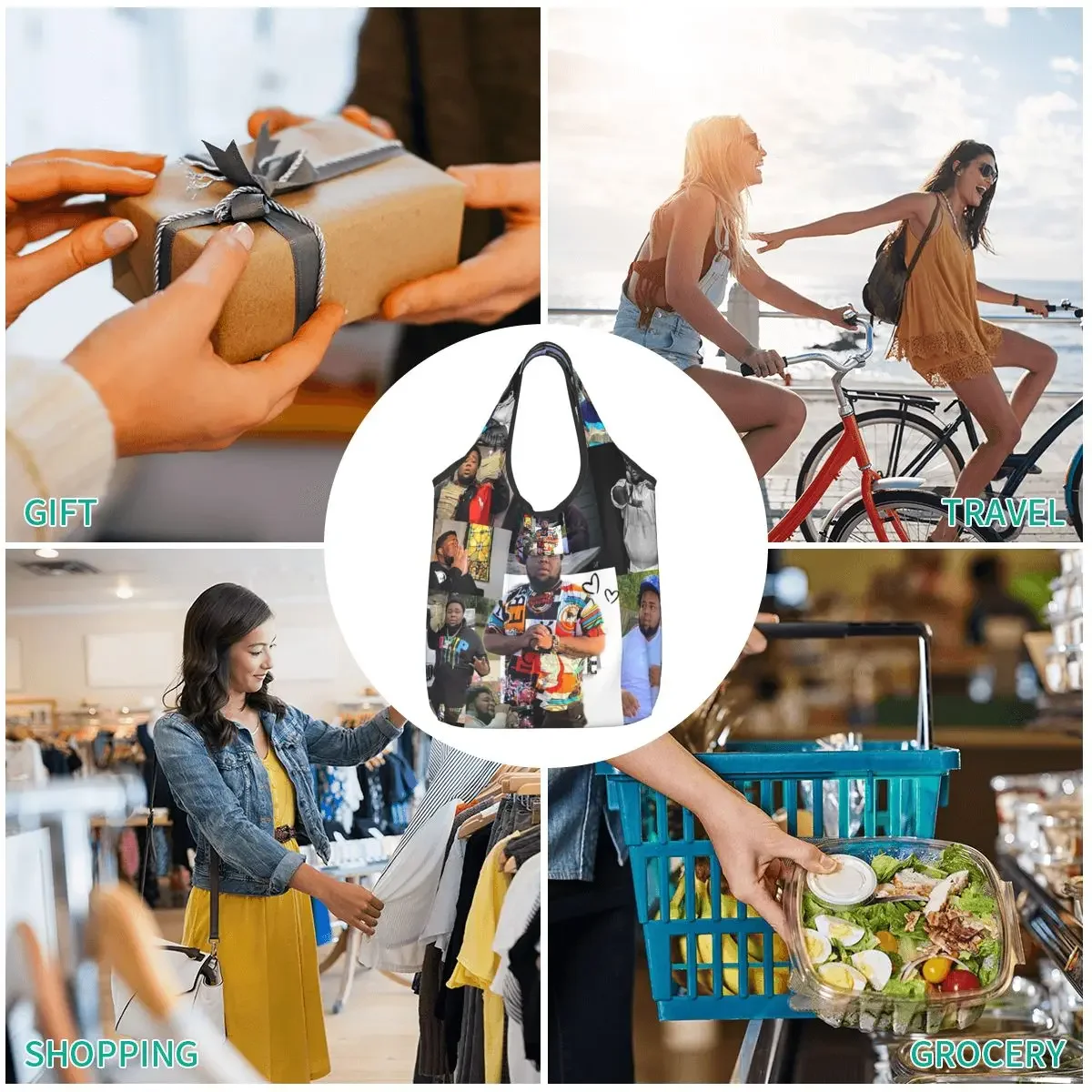 Rod Wave Portable Tote Shopping Bags Foldable Shopper Bag Grocery Handbag Shoulder Bag
