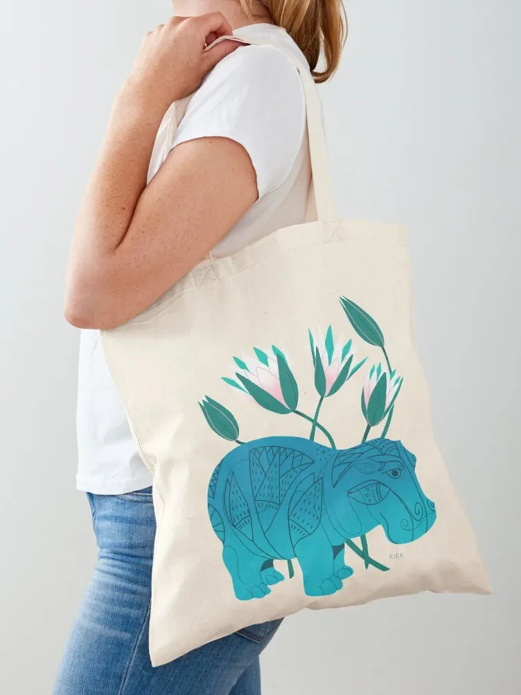 

Faience Hippo - Floral Artefacts Tote Bag canvas tote bags for women Canvas stote bag tote bag women