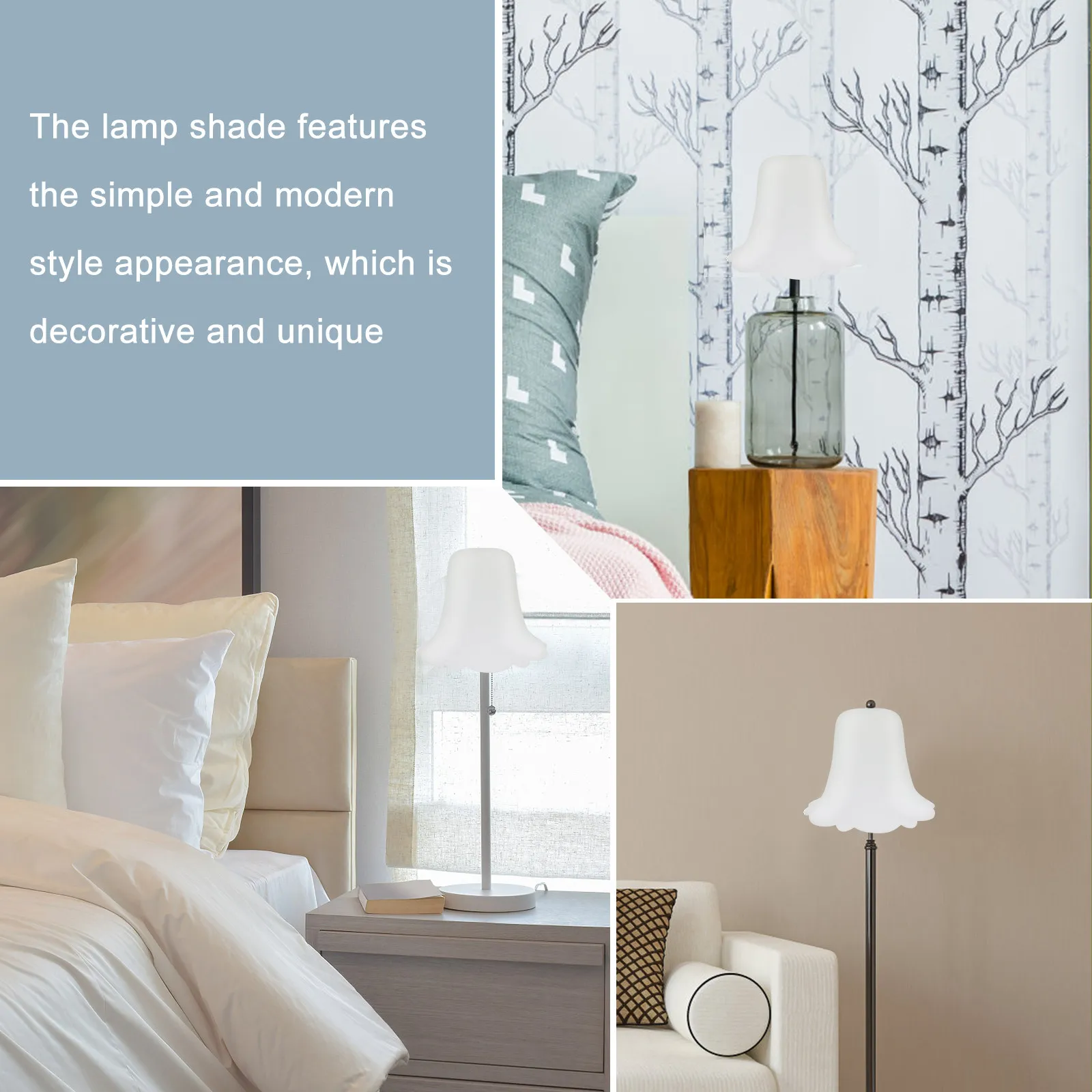 Frosted Glass Lampshade Floral Design Soft Light Dustproof Replacement for Ceiling Chandelier Floor Wall Lamp Shade