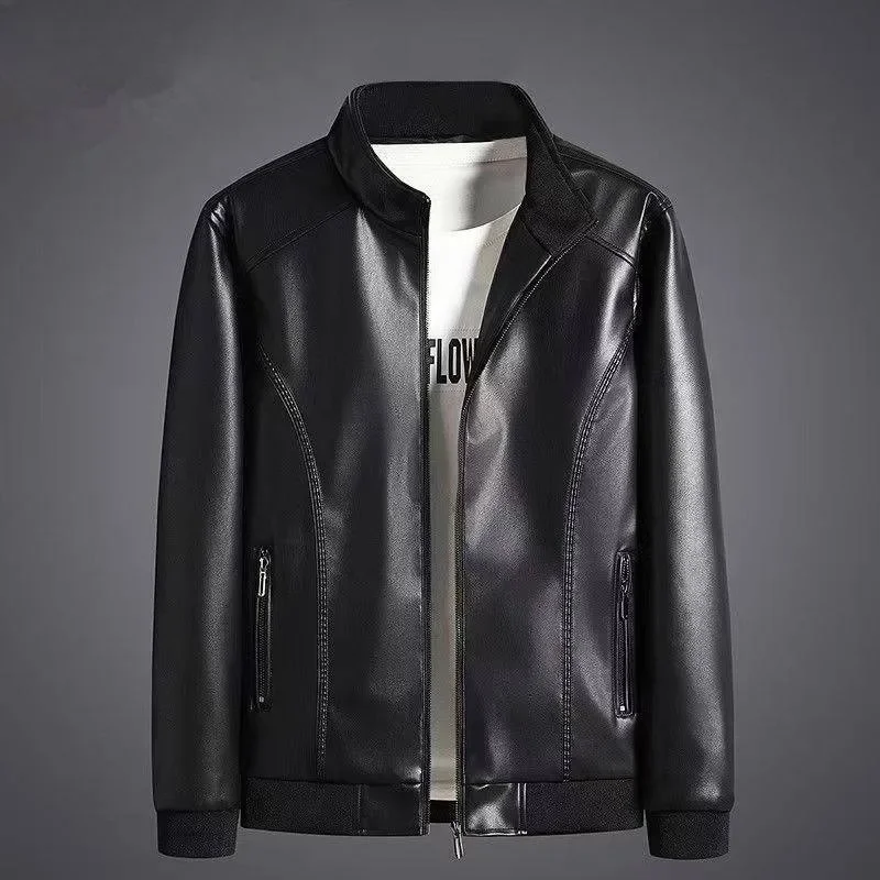 

Кожаное пальто большого размера 8XL, осенне-зимнее мужское новое мужское модное пальто с воротником-стойкой, утолщенная повседневная кожаная куртка на флисовой подкладке