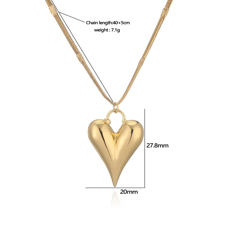 HECHENG, Brass 18K gold-plated Heart pendant necklace earrings for women\'s fashion jewelry wholesale