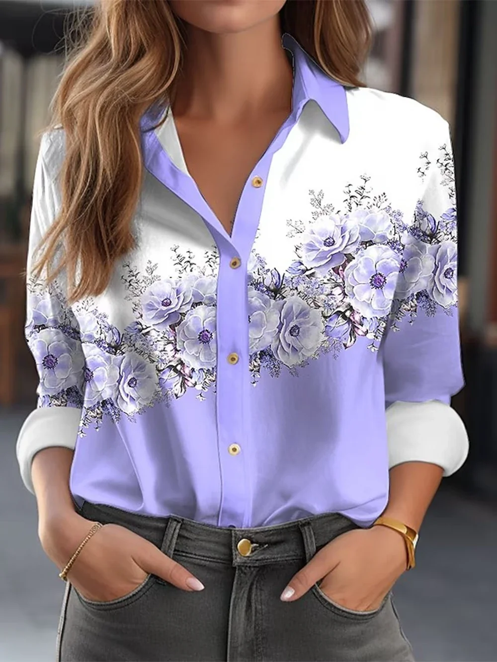 2024 Women Shirt Blouses Flower Shirt 3D Print High quality Long Sleeve Elegant Shirt Party Fashion Tops Female Clothing Blouses