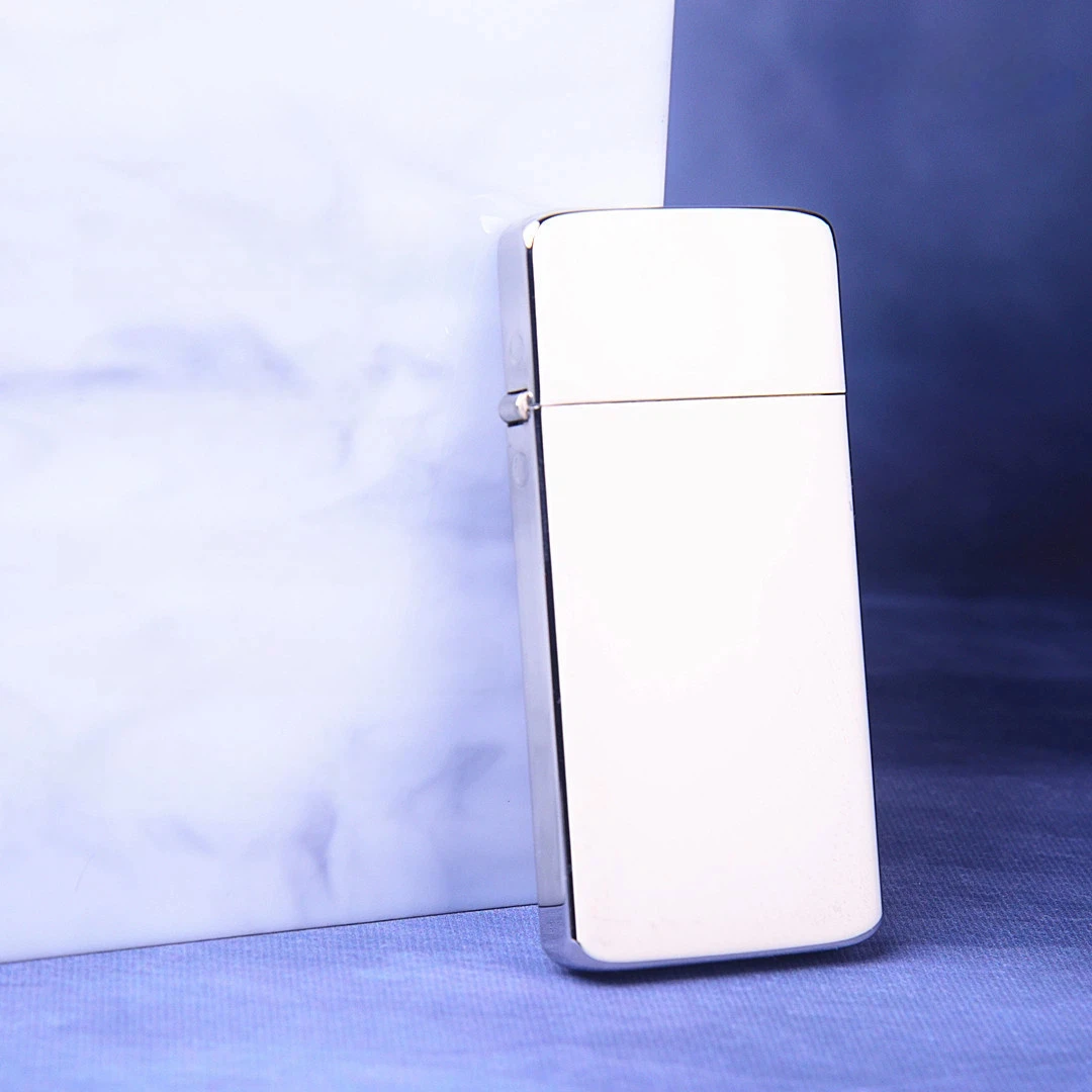 

upgraded extended sealed thin brass nickel-plated windproof second-generation white nickel bright plate cigarette lighter