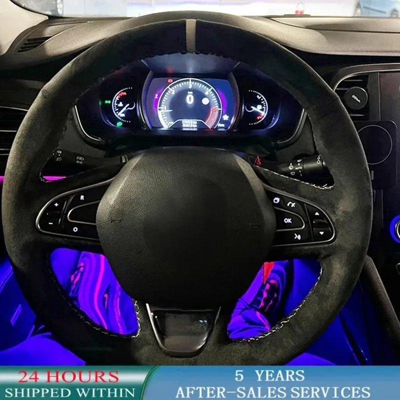 Индивидуальный плетеный чехол на руль автомобиля, противоскользящий замшевый чехол для Renault Kadjar Koleos Megane Talisman Scenic Espace 2015-2018 lhtj