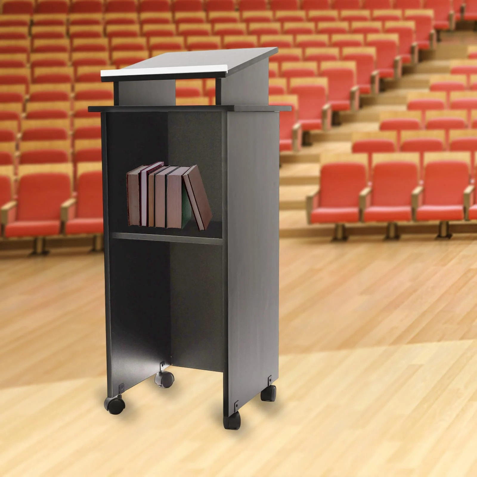 [حامل عرض المؤتمرات المحمول.] حامل عرض تقديمي محمول مكون من 4 طبقات - معدني - لكنيسة الفصول الدراسية - قوي متحرك