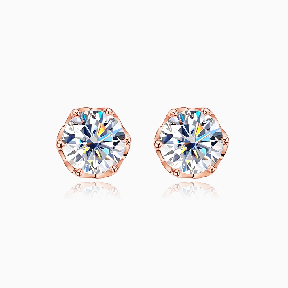 OEVAS Real 0.5/1/2 Carats D Color Moissanite Stud Earrings 100% 925 Sterling Silver Sparkling Engagement Party Fine Jewelry