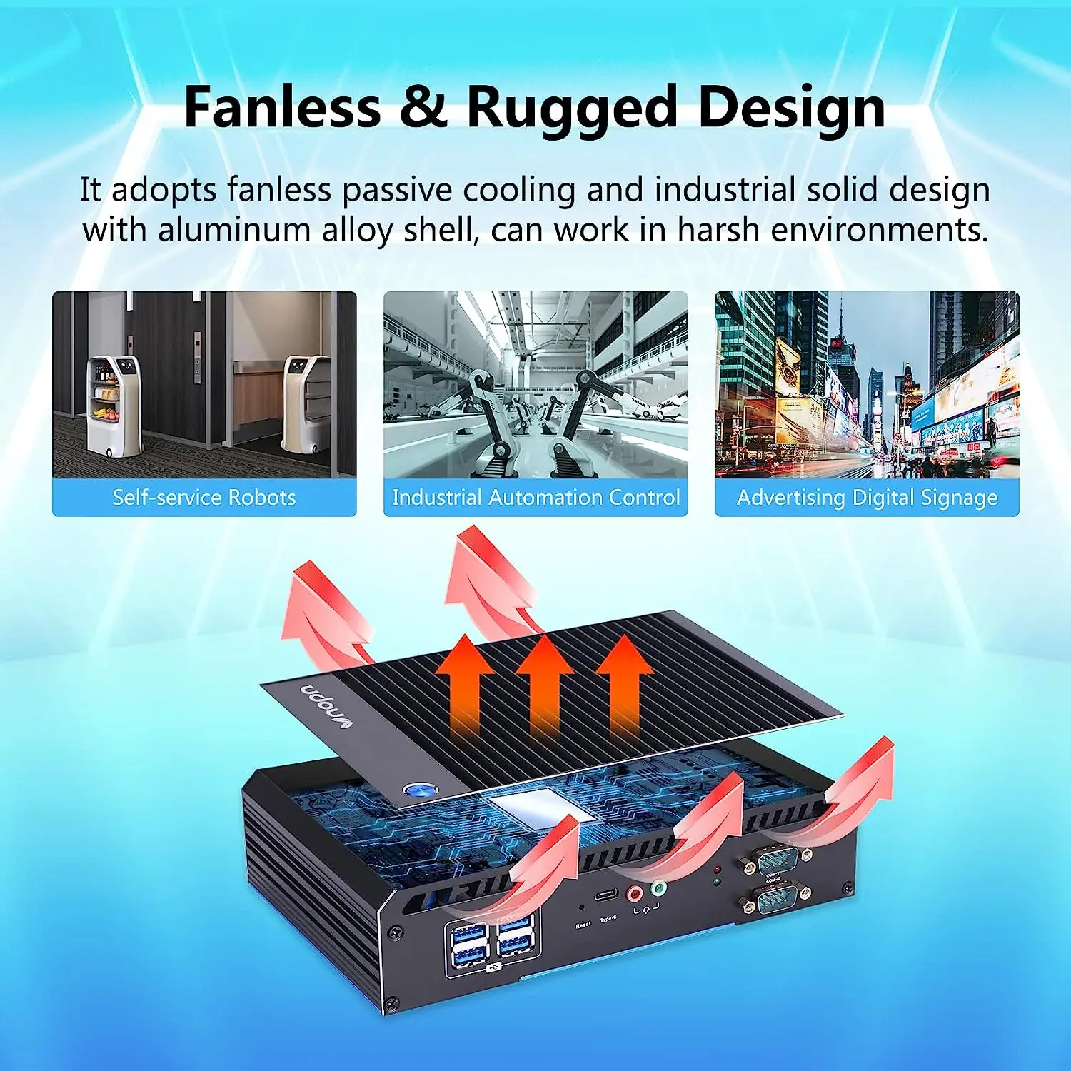 VNOPN Fanless Rugged Barebone J4125 i5 10210U Win/Linux WIFI Industrial Embedded Mini PC