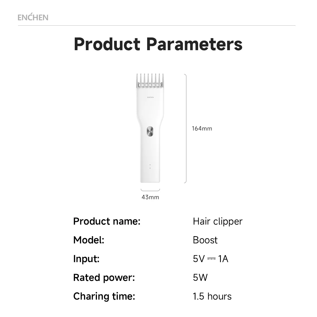 ENCHEN Boost Electric Hair Clipper Professional Cordless Fast Type-C Charging Ceramic Haircut Machine Hair Trimmer For Men Adult