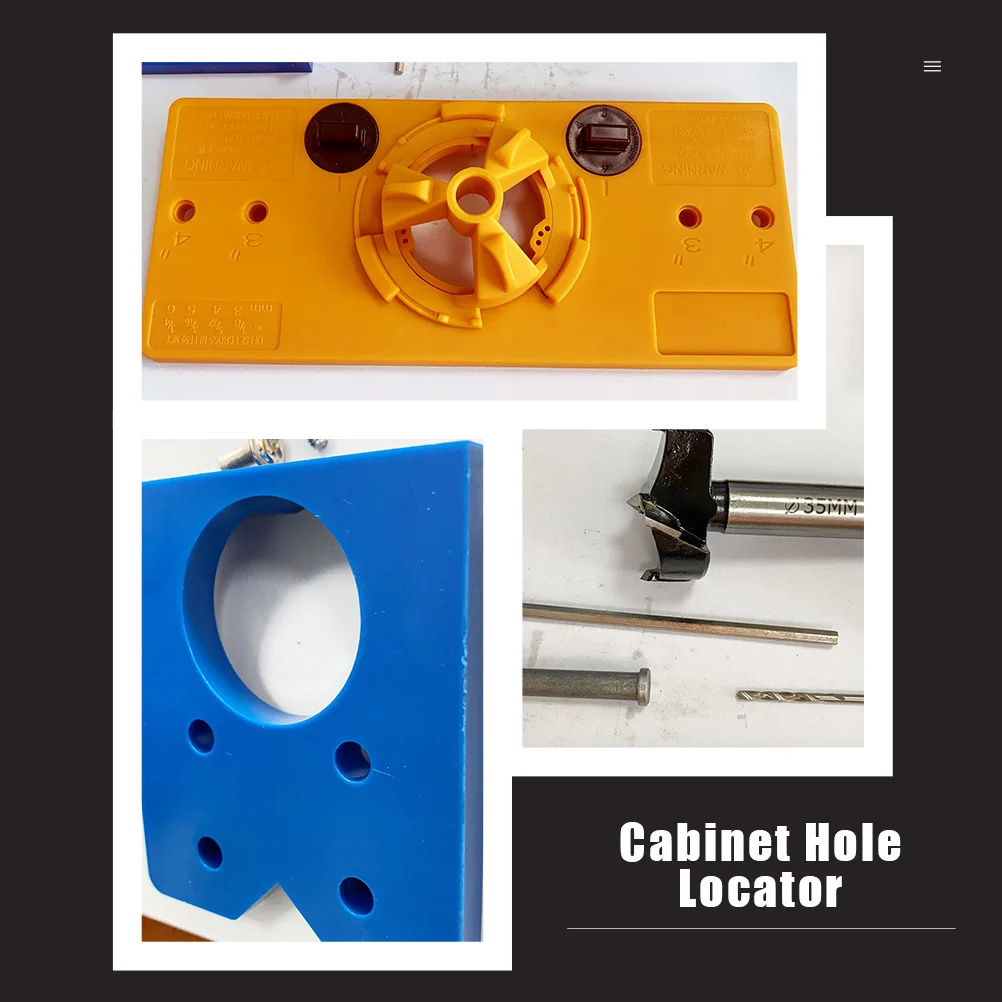 

1 set 1 Set 35Mm Hinge Hole Drilling Guide Woodworking Tool Cabinet Door Installation Locator Durable Steel Abs Design Accurate