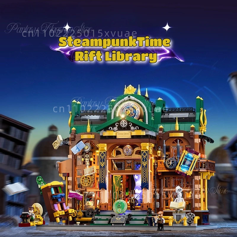 

Новый стимпанк Time Rift Library, строительные блоки, ретро архитектура, сборная модель, игрушки, орнамент, большая коллекция, Рождественский подарок