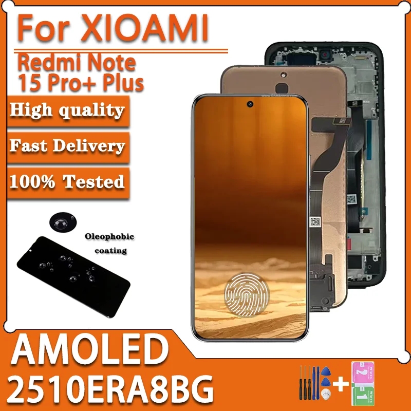 6.83“AMOLED For Xiaomi Redmi Note 15 Pro+ Plus 2510ERA8BG  Display Touch Screen Digitizer Panel Assembly With Fingerprint