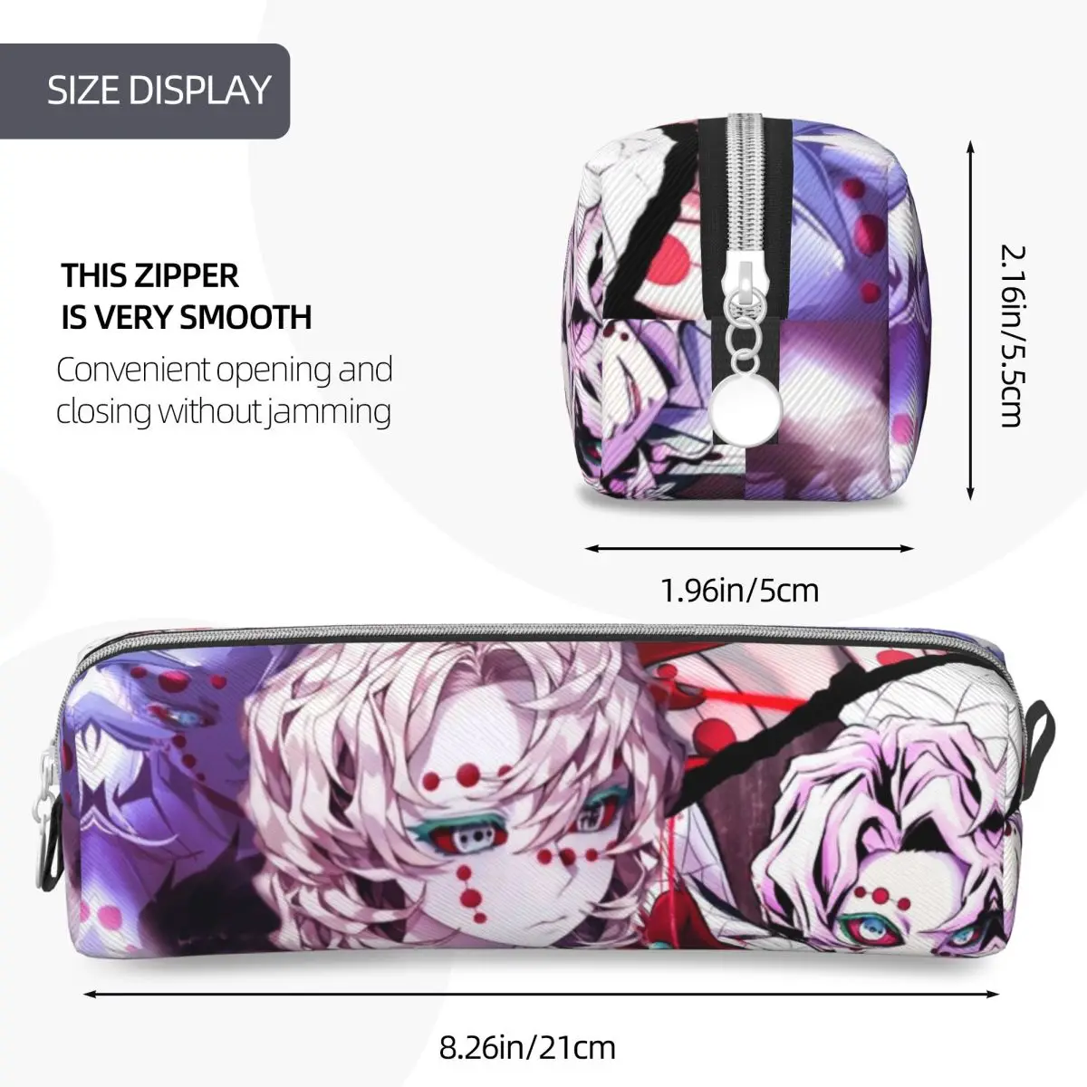 Imagem -04 - Rui Demon Slayer Anime Pencil Case Bolsas de Caneta Divertidos Grande Armazenamento Material Escolar Zipper Box para Estudante