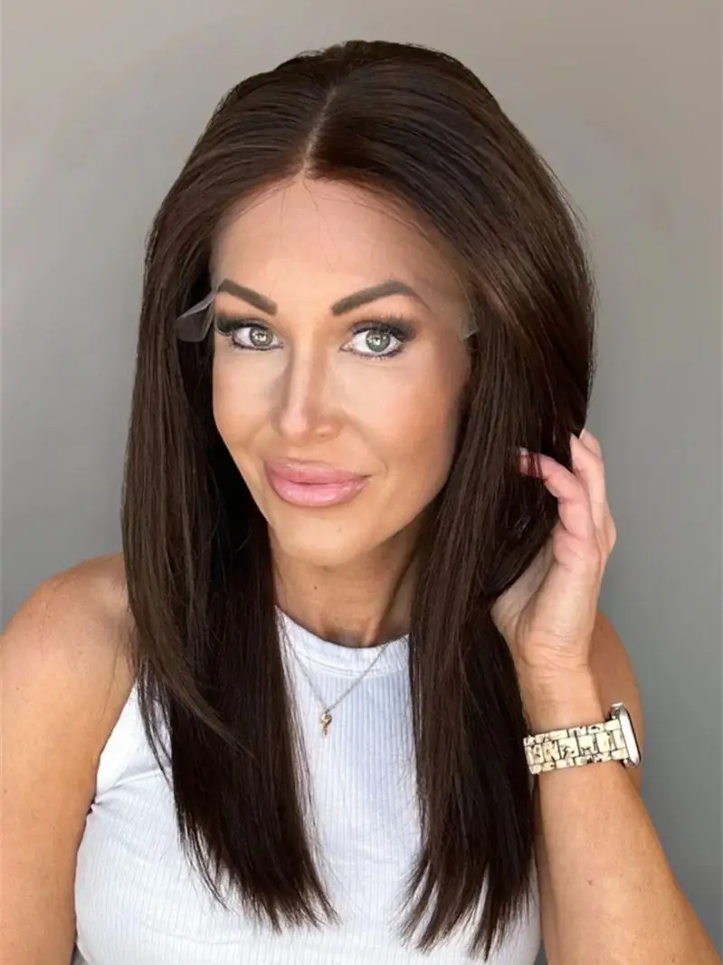 New In Synthetic Premium Fibre Wig Ombre Brunette HD Invisible Lace Front Wig Heat Resistant Fiber Wig Short Straight Bob Wig