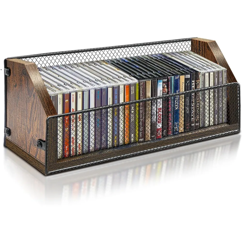 

CD Storage Holder CD Case, Wooden CD Organizer Rack, Retro-style CD Rack Shelf Holds Up 32 CDs, Perfect Ideal for Storaging CDs