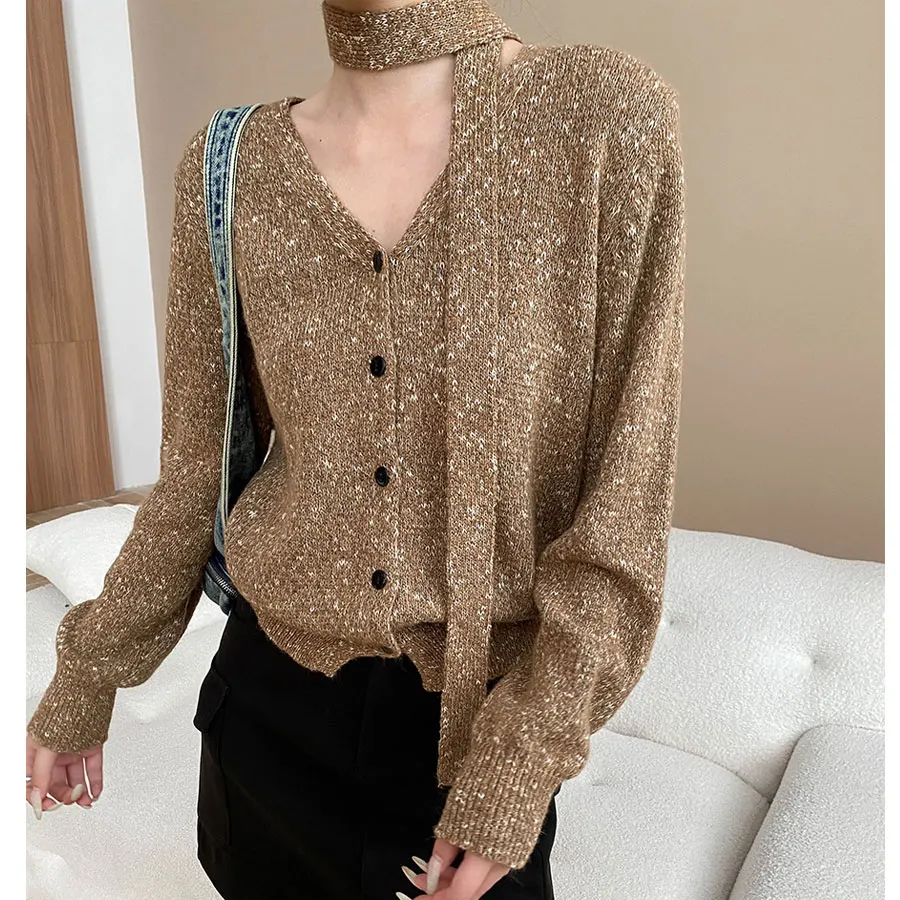 

Women Sexy V-Neck Long Sleeve Knitted Sweater Single Button Design Autumn Tops Sweater Blusas Roupa Feminina