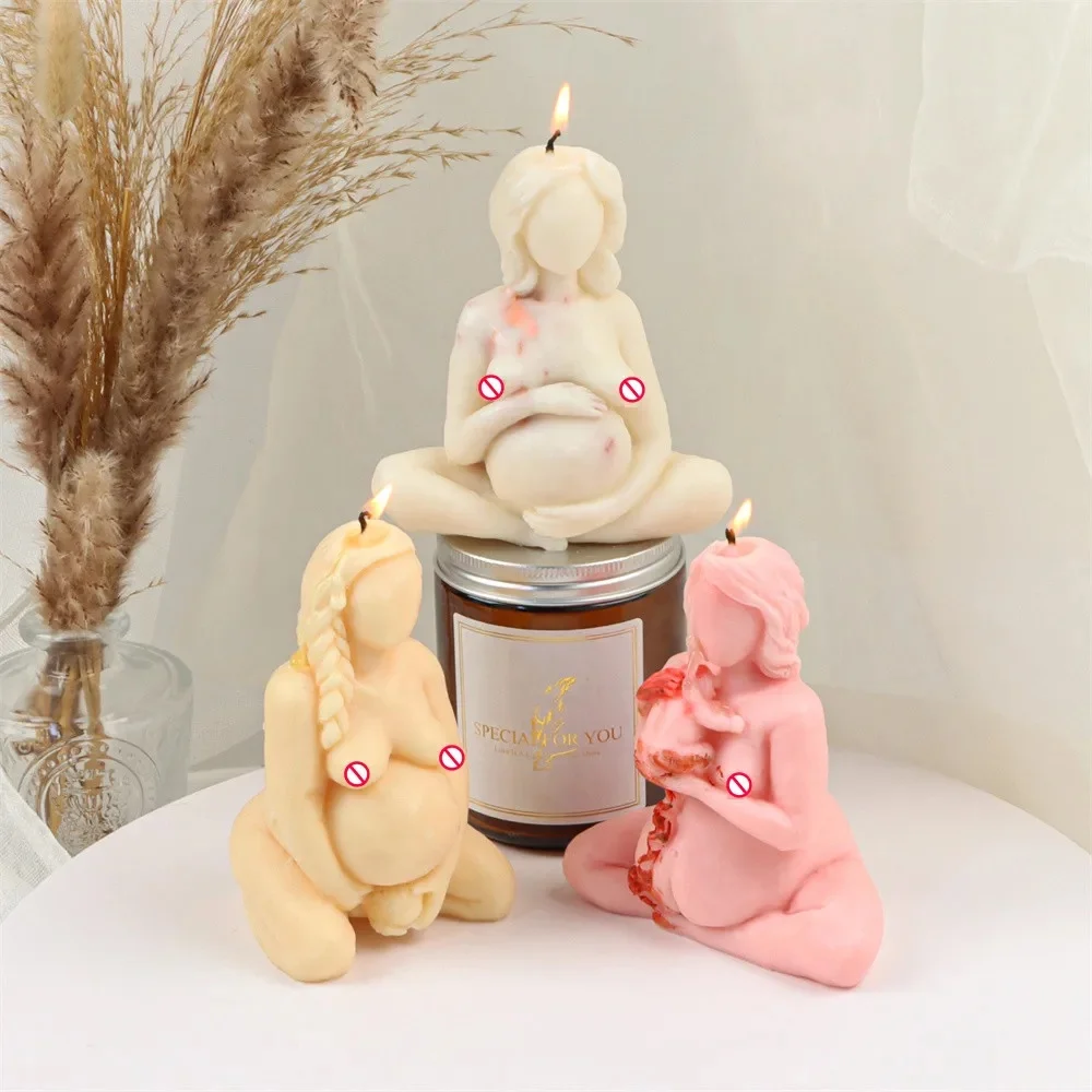3D Pregnant Woman Silicone Candle Mold, Mother Earth Wax Mould for DIY Aromatherapy Candle Resin Plaster Craft