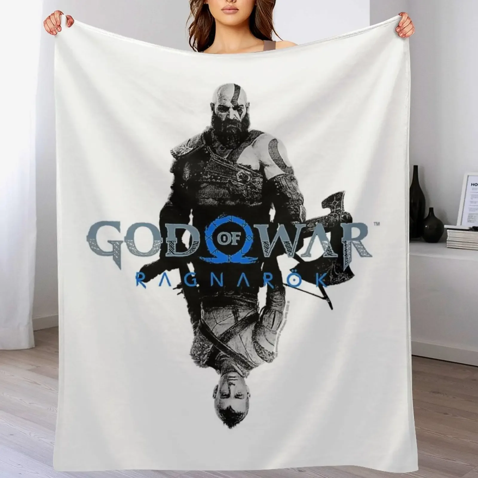 

God of War_ Ragnarok Kratos and Atreus Throw Blanket Loose Bed Fashionable For Sofa Thin Tourist Blankets