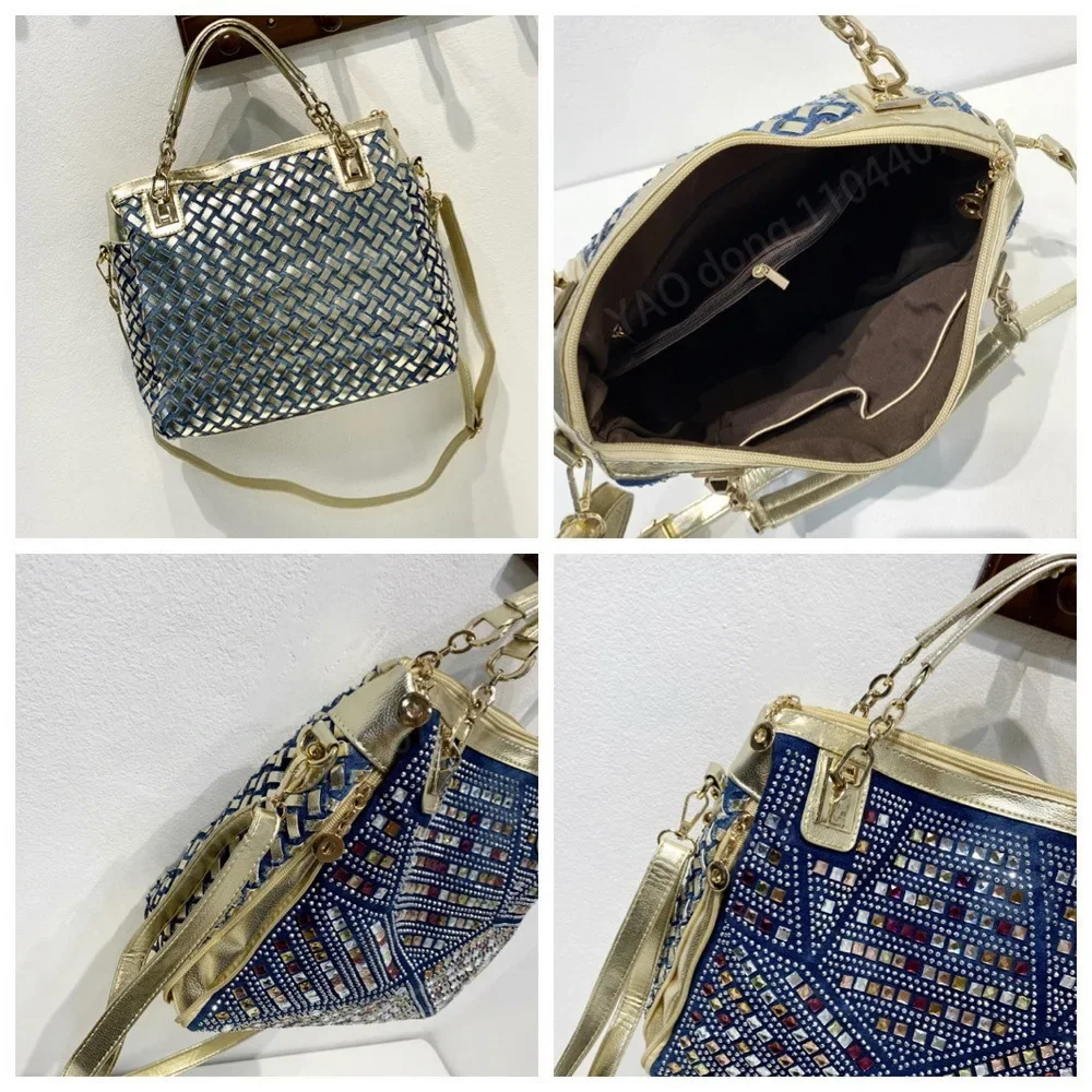 Yao Dong Bag donna 2024 nuova borsa da donna denim colorato diamante tracolla messenger borsa tote dal design di lusso casual