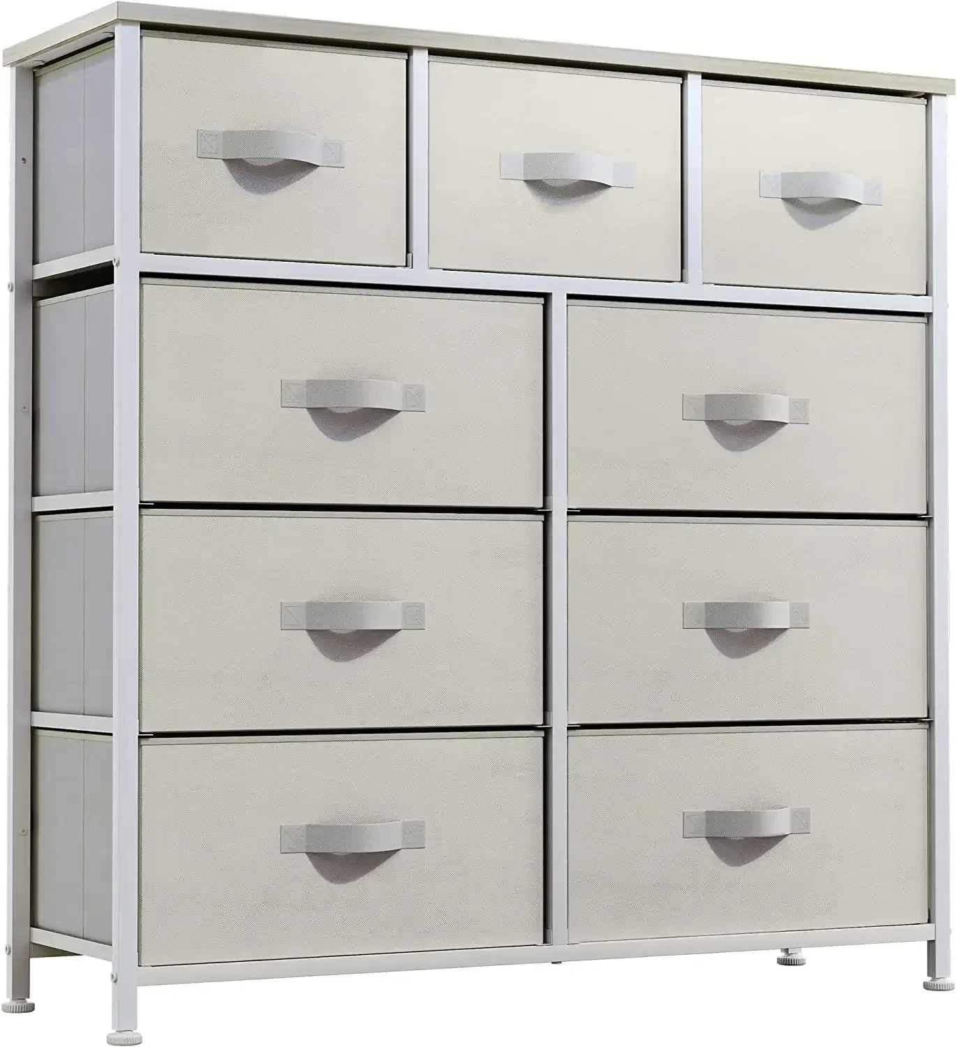 Dresser with 9 Drawers - Fabric Storage Tower, Organizer Unit for Living Room, Hallway, Closets & Nursery - Sturdy Steel Frame