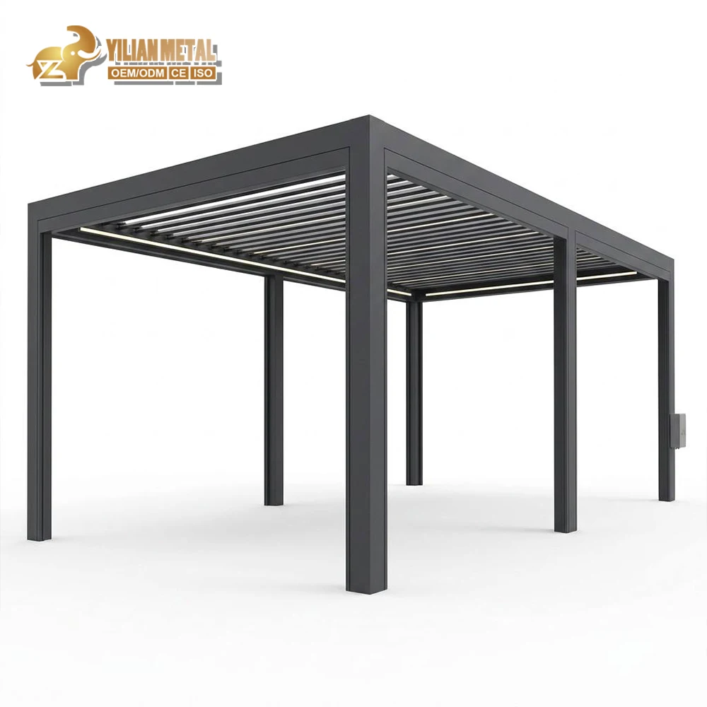 Fully Automatic Terrace Roof Retractable Sliding Folding Motorized Louvered Waterproof Aluminum Gazebo Outdoor Canopy Pergola