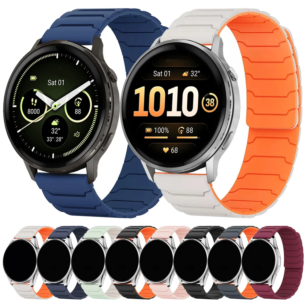 20 22 mm Silikon-Uhrenarmband für Garmin Venu 3 4 45 mm/Venu SQ 2/Vivoactive 5 6/Forerunner 570 265 255 165 Magnetischer Armbandgürtel