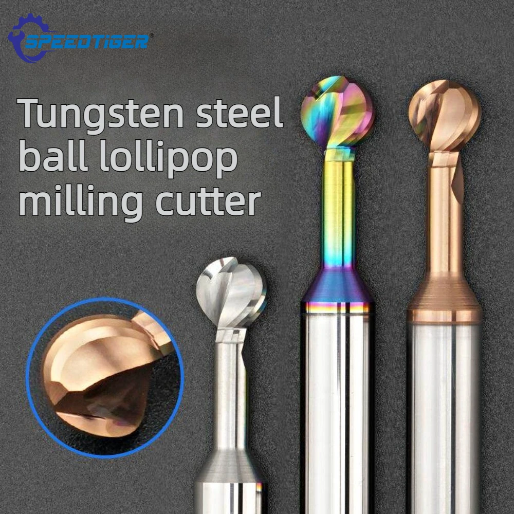 SPEEDTIGER Ball T Shape Cutter Solid Carbide End Mills R2 R3 R4 R5 R6 For Steel Aluminum Lollipop Ball Nose Milling Cutter