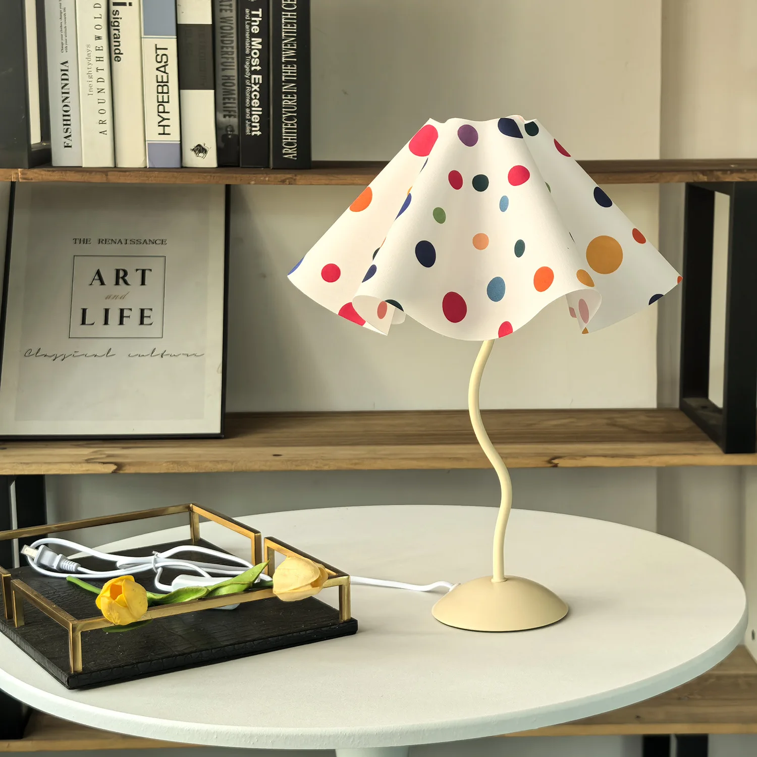 Umbrella-shaped Petal Table Lamp Personalized Irregular Dopamine Dot Color Atmosphere Lamp Night Light Bedside Decoration Lamp