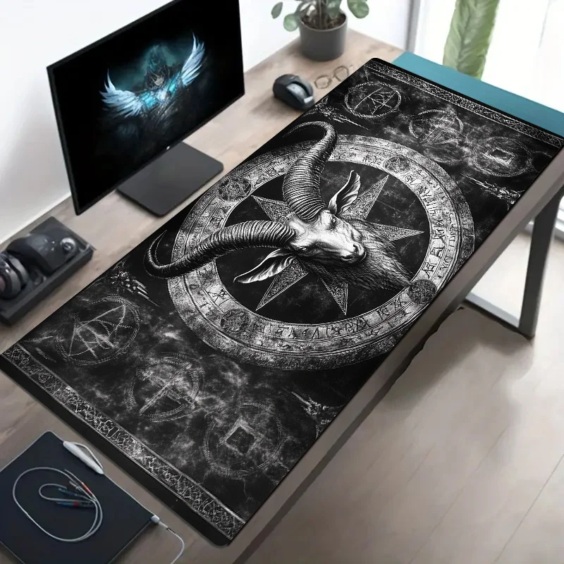cifbuy-mouse-pad-gamer-baphomet-bull-preto-e-branco-grande-base-de-borracha-antiderrapante-superficie-lisa-para-escritorio-pc-e-laptop