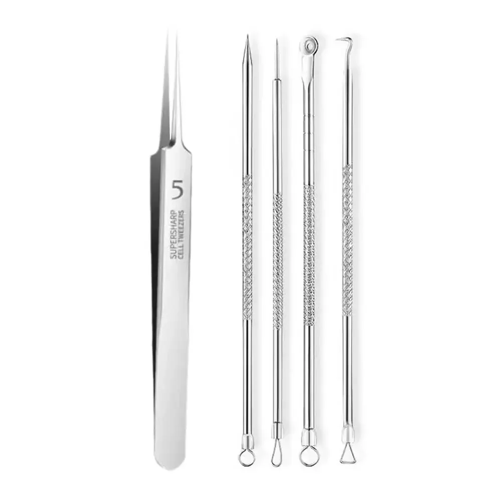 

5PCS No 5 Acne Blackhead Removal Needles Clip for Blemish, Whitehead Popping, Zit Removing Ultra Fine Cell Pimples Clean Tool