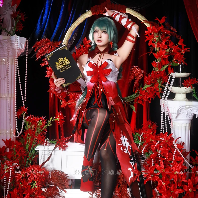 Wuthering موجات Phrolova تأثيري حلي فستان شعر مستعار أغطية الرأس الأكمام الدعائم مجموعة كاملة للنساء الفتيات Fractsidus هالوين كرنفال #4