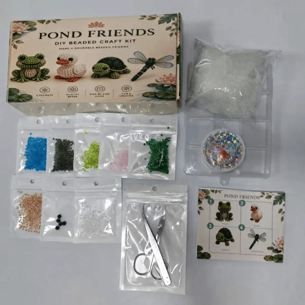 Handmade DIY Animal Bead Embroidery Kit Colorful Tiny 3D Bead Pet Keychain Making Kit Mini Educational Animal Crafting Set