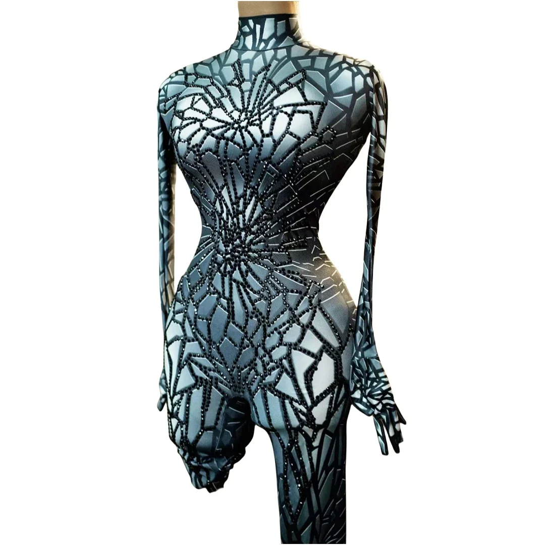

Mirror Sequin Show Women Jumpsuits Dance Costume Pole Night Club Evening Show Girl DJ DS Drag Queen Outfit Silver Gold 2024