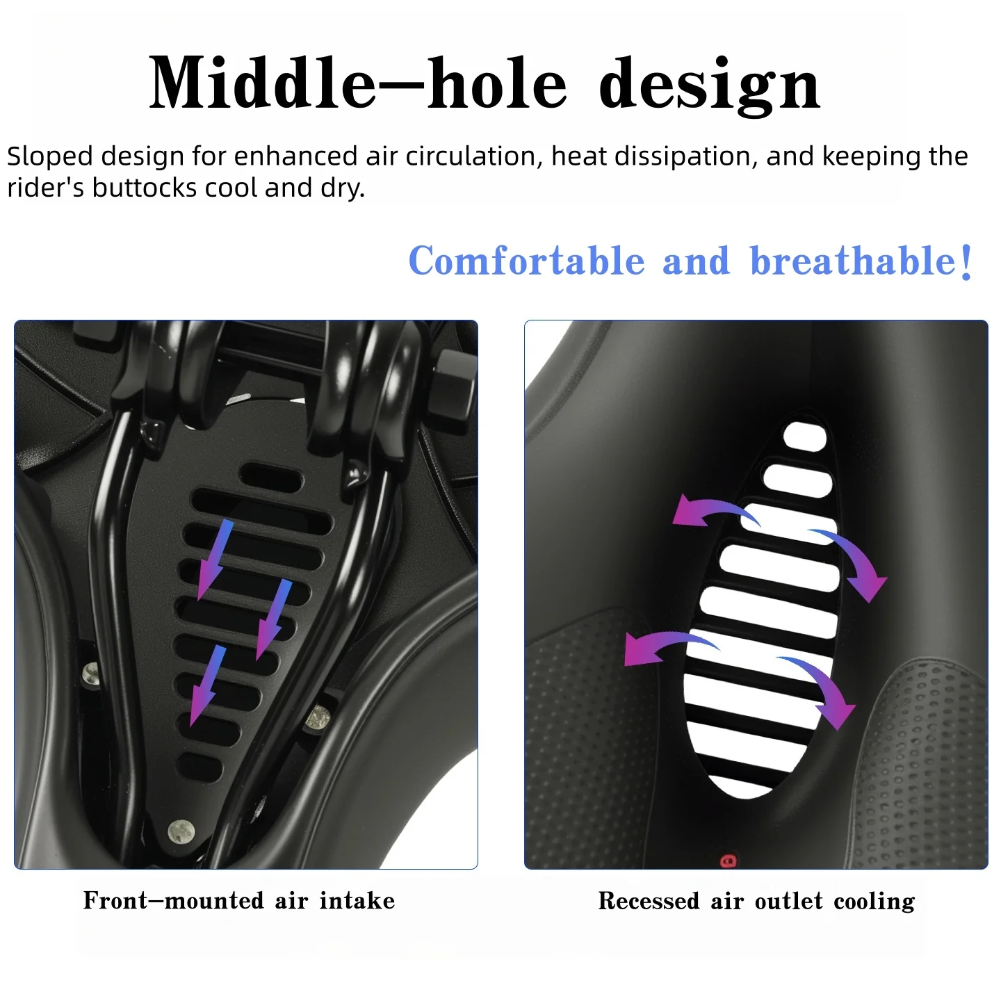 Comfortable Wide Thickened Mountain Bike Seat Ergonomic Hollow Cycling Saddle Shock‑Absorbing Cushion Reduce Hip Pain for MTB Ro