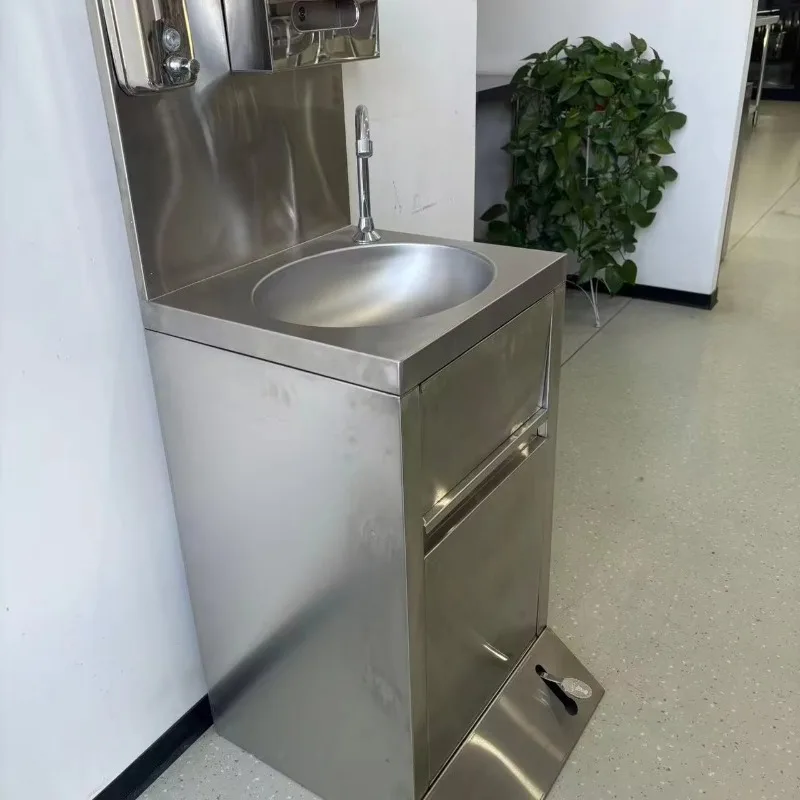 Stainless steel heavy-duty corrosion-resistant kitchen sink outdoor sink with adjustable height legs and foot pump