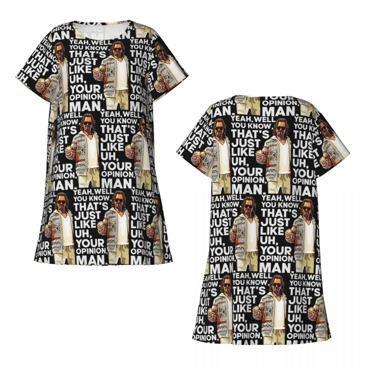 The Big Lebowski Vintage Short Sleeves Nightdress For Sleeping Sleepshirts Women Short Sleeve Nightgowns Soft Pajama Dress