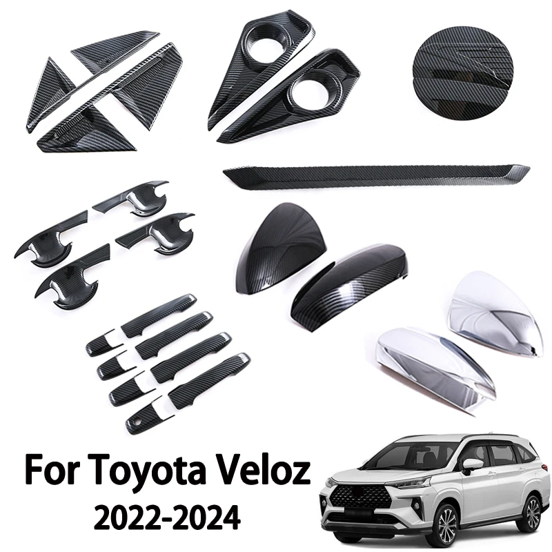 

For Toyota Veloz 2022-2024 ABS Carbon Fiber Rearview Mirror Cover Door Handle Bowl Trim Front Rear Fog Light Frame Accessories