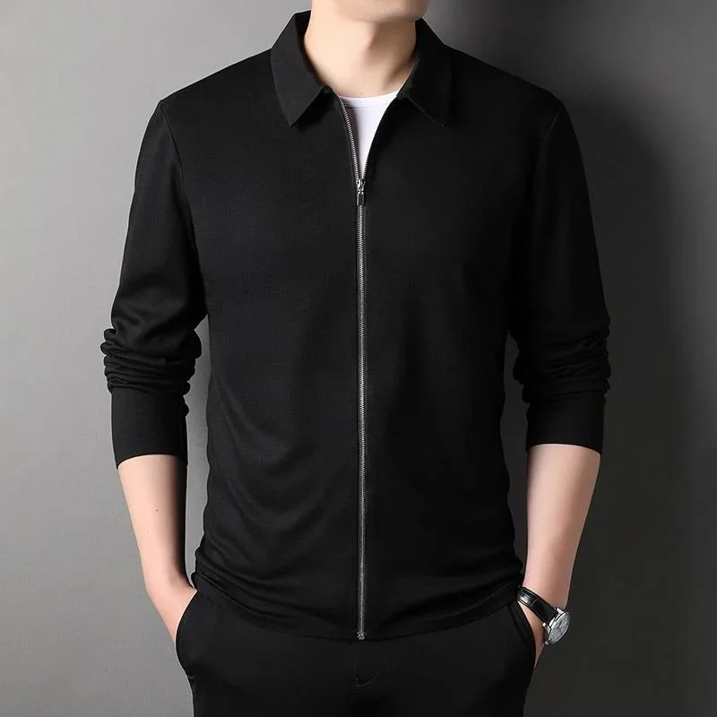 

Top Grade New Brand Designer Lapel Casual Zipper Fashion Men Jacket Windbreaker Coats Solid Color Korean Style Men Clothing