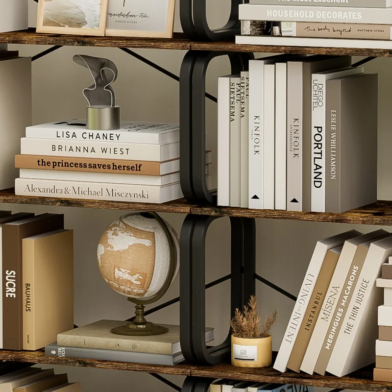 ชั้นวางของ 5 ชั้นชั้นวางหนังสือห้องครัวชั้นวางมุมตู้หนังสือสําหรับห้องนั่งเล่น,ห้องนอน,โฮมออฟฟิศ