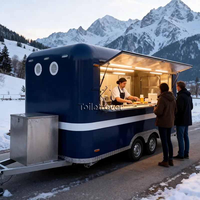 Wholesale Mobile Food Truck Concession Food Trailer Manufacturers Bbq Food Truck Kebab Vintage Container Food Trailer with Hood