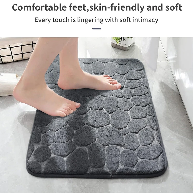 Embossed 3D Foot Mat With Nordic Goose Egg Stone Pattern Slow Rebound Bathroom Floor Mat Non Slip Mat Household Carpet